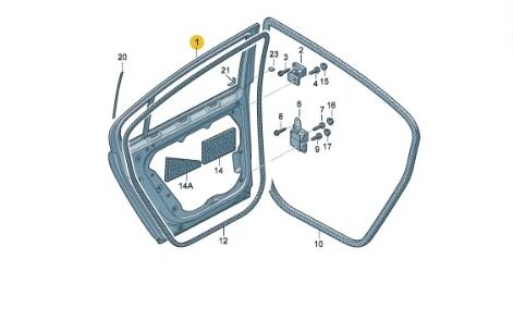VW PASSAT B7 SOL ARKA KAPI 2011-2015   -3AE833055