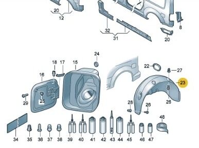 VW CADDY SOL ARKA ÇAMURLUK DAVLUMBAZI 2015-2020       -2K0810971D