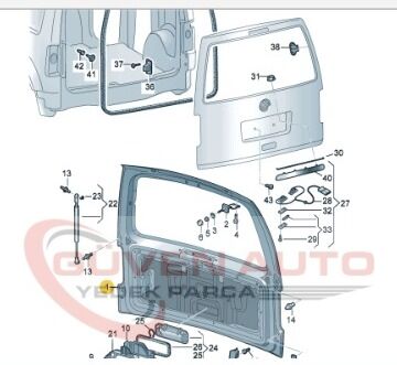 VW CADDY BAGAJ KAPAĞI 2010-2015     -2K0827025L