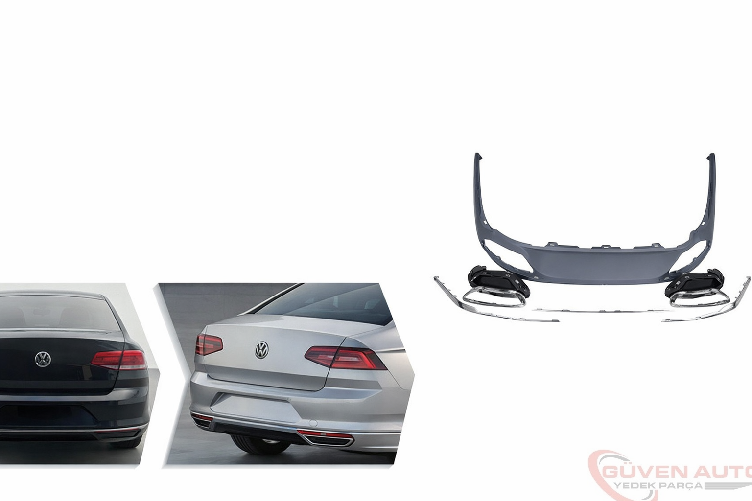 3G5807521 Arka Tampon Difüzör Seti Passat B8 RLine dönüşüm (2014-2018)