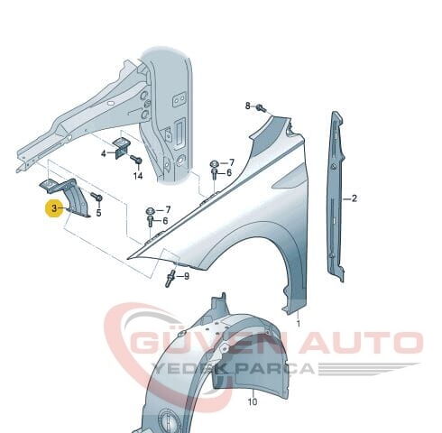 Wv Polo Sağ Ön Çamurluk Braketi  20>    -2G0821136A