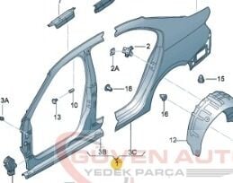 Vw Jetta Sağ Marşbiel Arka Çamurluk (2011-2014)         -5C6809844