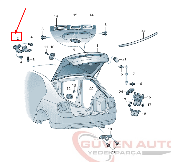 5E0827301A Bagaj Menteşesi Sol SuperB / Octavia