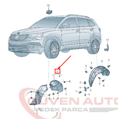 575809958A Çamurluk Davlumbazı Önün Arkası Sağ Ateca / Karoq