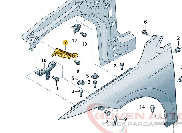 Vw Golf 8 Çamurluk Braketi Sağ    -5H0821136