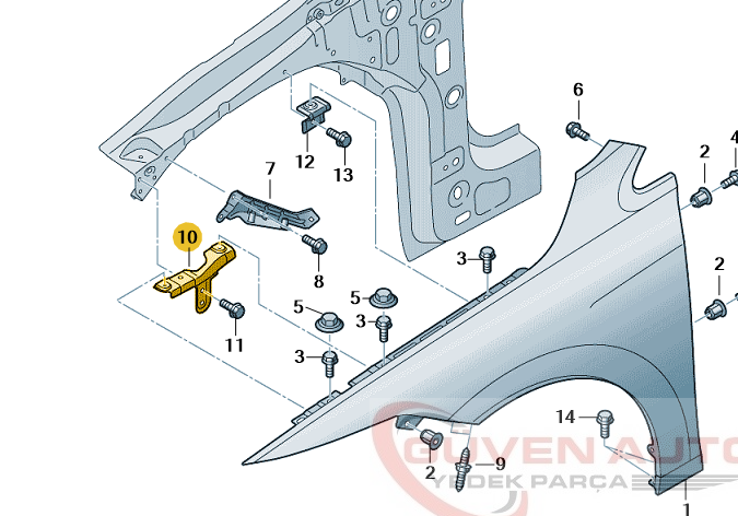 Vw Golf 8 Çamurluk Braketi Sol       -5H0821429