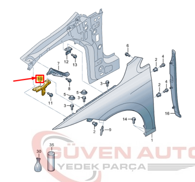 Vw Golf 8 Çamurluk Braketi Sağ     -5H0821430