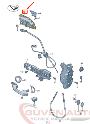 Vw Golf 8 Sağ Kapı İç Açma Kolu     -5H1837114AYVB