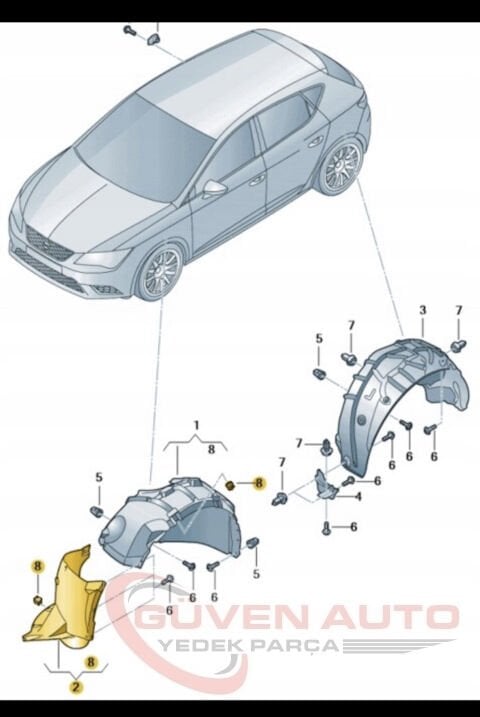 Seat Leon Sol Çamurluk Davlumbazı Önün Önü 2013-2020    -5F0854815L