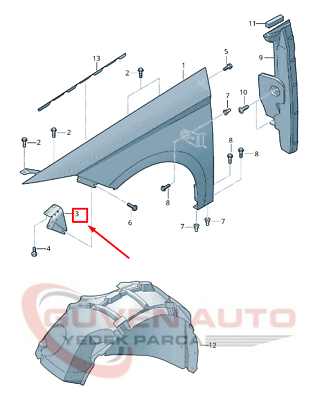 Seat Leon Sol Çamurluk Braketi 2013-2020       -5F0821183B