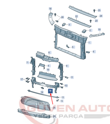 Skoda Scala / Kamiq Ön Tampon Demiri 654807109G