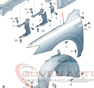 Tıguan 2016> Sağ Ön Çamurluk  5NA821106B 5NA821106