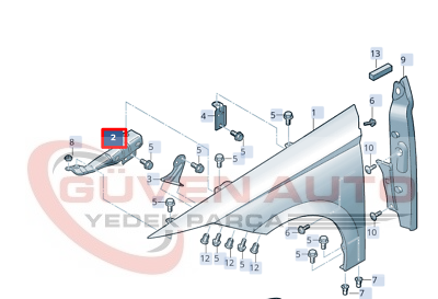 Seat İbiza Sağ Ön Çamurluk Braketi 18>       -6F0821328D