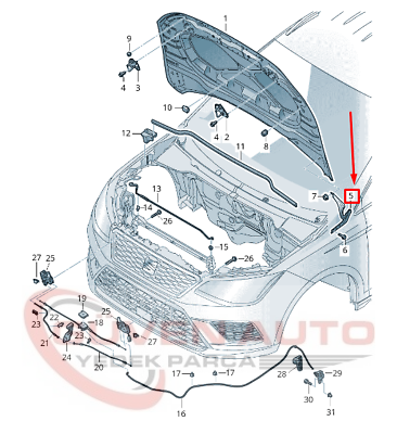 Seat İbiza Kaput Menteşesi Sol 18>      -6F0823301A