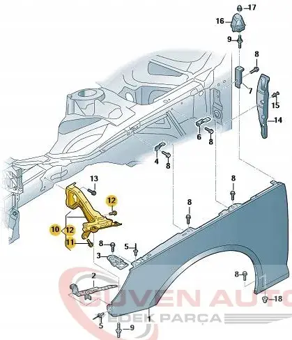 Audi A4 2016> Çamurluk Bağlantı Braketi 8W0821136C