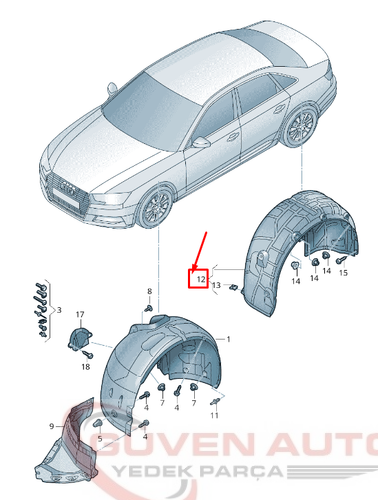 Audi A4 2016> Sol Arka Çamurluk Davlumbazı  8W0810171K