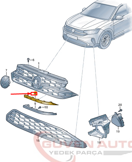 Taigo Ön Panjur Çıtası Sağ -2G7853762A - 2G7853762A2ZZ