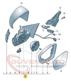 Vw T-Roc Sağ Dış Dikiz Aynası   -2GA857508AF