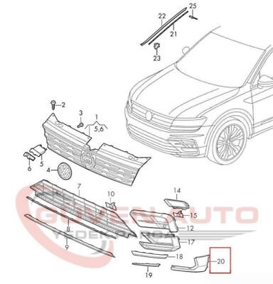 Vw Tiguan Ön Tampon Havalandırma Izgara Kaplaması      -5NA853212C