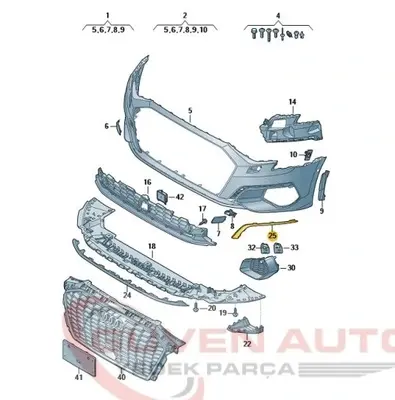 Audi A3 Ön Tampon Süs Çıtası Sağ 2020>      -8Y0807534