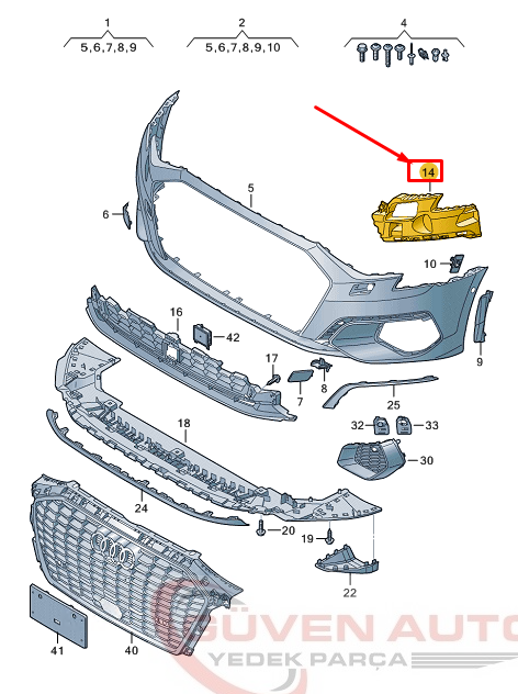 AUDI A3 2021> SEDAN TAMPON İÇ BRAKETİ SAĞ OEM  -8Y0807320