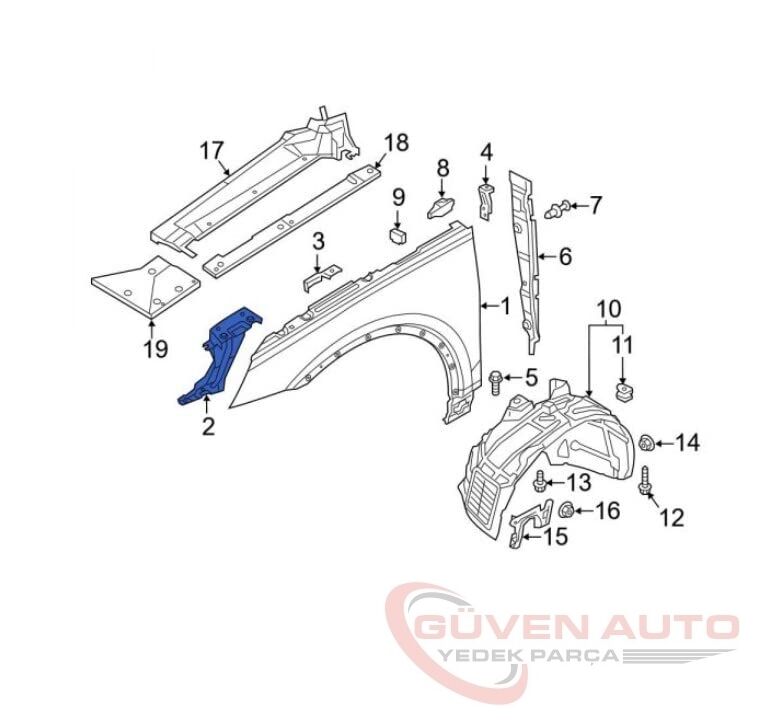 Audi Q5 Çamurluk Braketi Sol 17>          -80A821131A