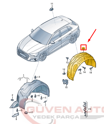 Audi A3 Sol Arka Çamurluk Davlumbazı 2020>     -8Y0810171A