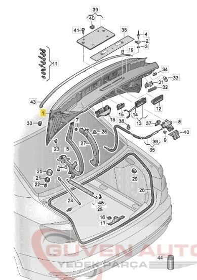 Audi A4 (2016-2025) Bagaj Kapağı 8W5827025K
