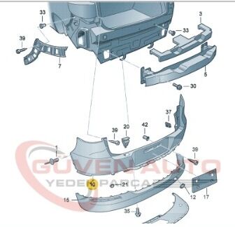 Vw Tiguan Arka Tampon 2012-2018     -5N0807421G