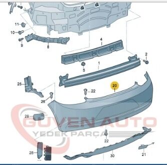 Vw Scirocco Arka Tampon 2015-2018       -1K8807421R
