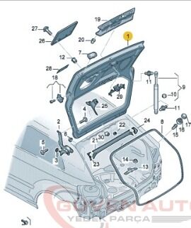 Audi A3 Arka Bagaj Kapağı 2004-2008      -8P4827023H