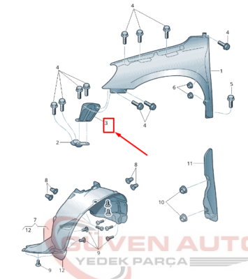 Skoda Yeti Sağ Ön Çamurluk Braketi (2010-2018)      -5L0821142