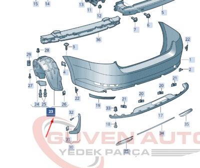 Skoda Superb Sol Arka Çamurluk Davlumbazı (2015-2024)   3V5810969A