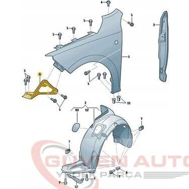 Seat Toledo (2013-2019) Skoda Rapid (2013-2022) Sol Çamurluk Braketi  -5JA821141A