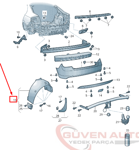 Seat Toledo (2013-2019) Skoda Rapid (2013-2022) Sol Arka Çamurluk Davlumbazı   -5JA810969B