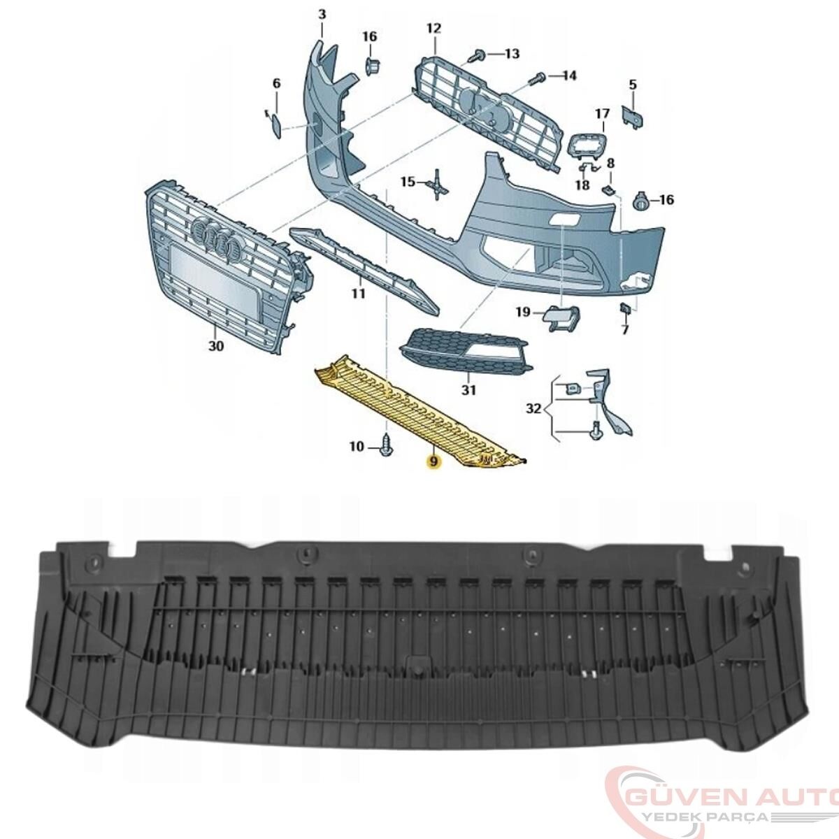 Audi A4 (2012-2015) Tampon Alt Spoyler 8K0807611