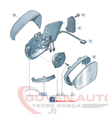 Skoda Superb Sağ Dış Dikiz Aynası Katlanır (2015-2024)  3V1857508B