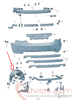 Skoda Superb Sağ Arka Çamurluk Davlumbazı (2008-2015)  3T5810970A